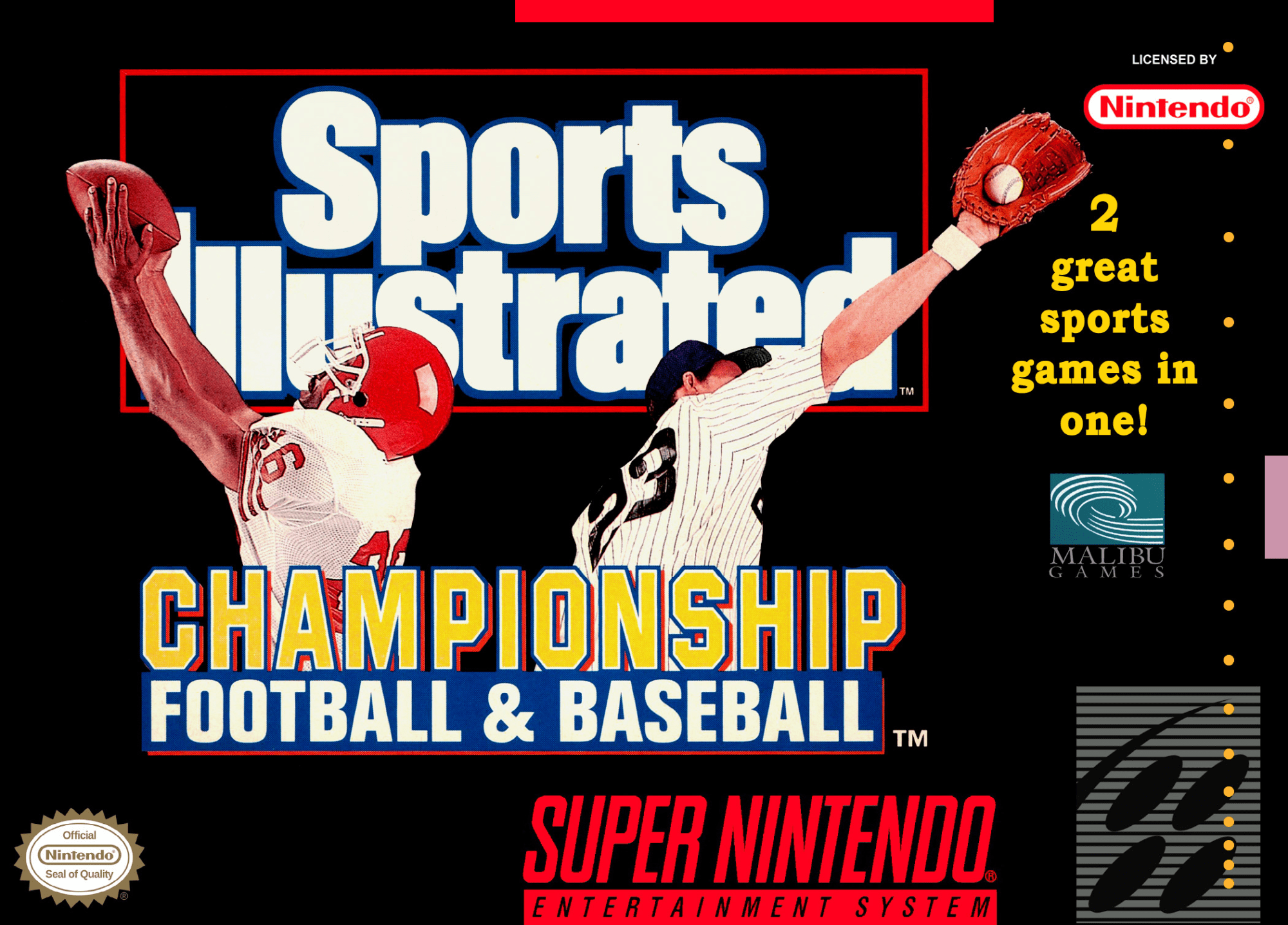 Sports Illustrated Championship Football & Baseball box art for Super Nintendo